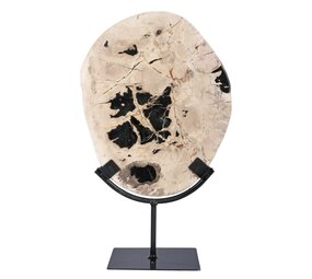 Versteend hout schijf gepolijst op standaard 25 x 20 x 2 cm | 1762 gram