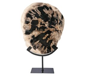 Versteend hout schijf gepolijst op standaard 27,5 x 23 x 2 cm | 2561 gram