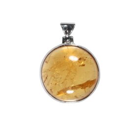 Zilveren hanger citrien | rond 2,6 cm