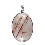 Zilveren hanger rutielkwarts (koper)| ovaal 3,9 x 2,8 cm Zilveren hanger rutielkwarts (koper)| ovaal 3,9 x 2,8 cm