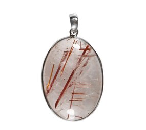 Zilveren hanger rutielkwarts (koper)| ovaal 3,9 x 2,8 cm Zilveren hanger rutielkwarts (koper)| ovaal 3,9 x 2,8 cm