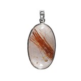 Zilveren hanger rutielkwarts (koper)| ovaal 3,5 x 2,1 cm Zilveren hanger rutielkwarts (koper)| ovaal 3,5 x 2,1 cm