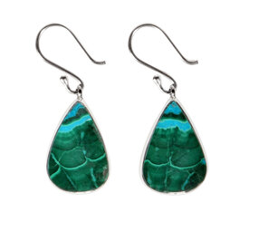 Zilveren oorbellen chrysocolla met malachiet | druppel 1,7 x 1,1 cm Zilveren oorbellen chrysocolla met malachiet | druppel 1,7 x 1,1 cm