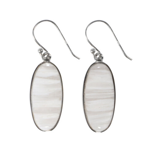 Zilveren oorbellen scoleciet | ovaal 2,7 x 1,2 cm