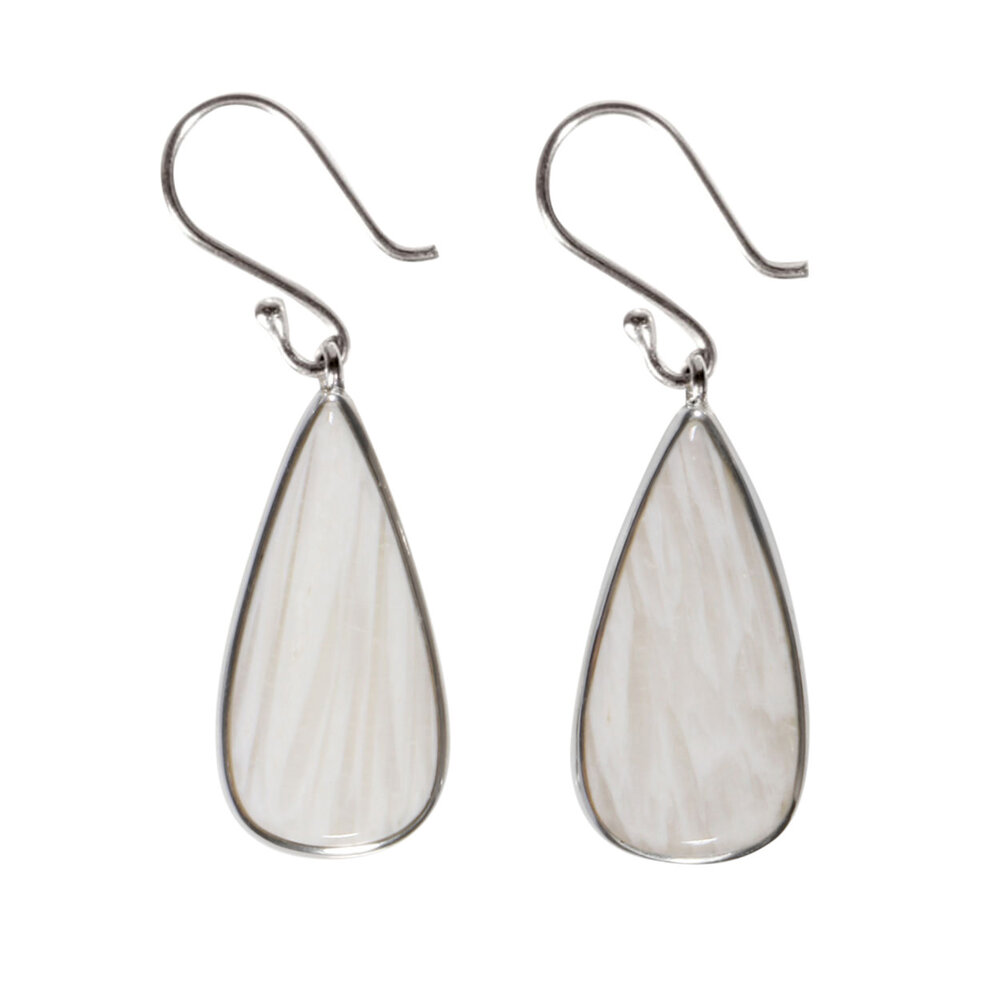 Zilveren oorbellen scoleciet | druppel 2,6 x 1,2 cm