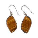 Zilveren oorbellen tijgeroog | wave 2,6 x 1,6 cm Zilveren oorbellen tijgeroog | wave 2,6 x 1,6 cm