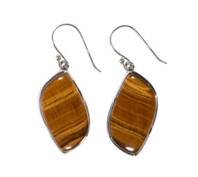 Zilveren oorbellen tijgeroog | wave 2,6 x 1,6 cm Zilveren oorbellen tijgeroog | wave 2,6 x 1,6 cm