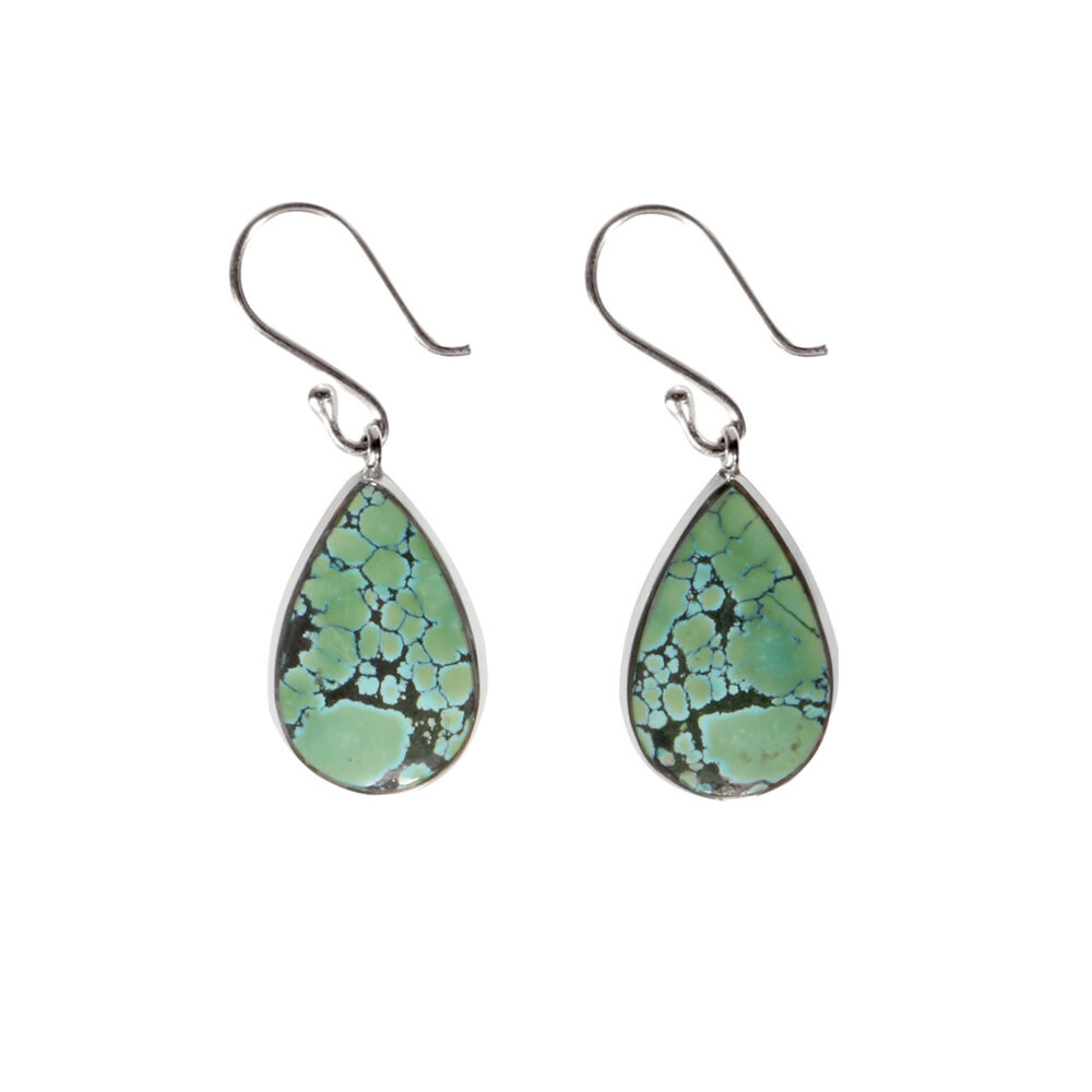 Zilveren oorbellen turkoois | druppel 1,8 x 1,1 cm