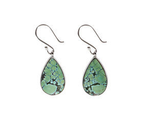 Zilveren oorbellen turkoois | druppel 1,8 x 1,1 cm