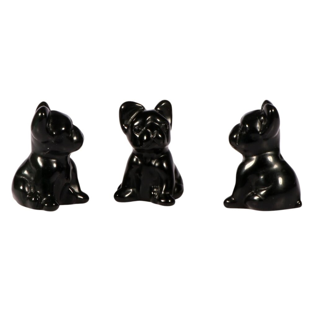 Obsidiaan (zwart) bulldog 3,8 x 2,7 x 2,5 cm