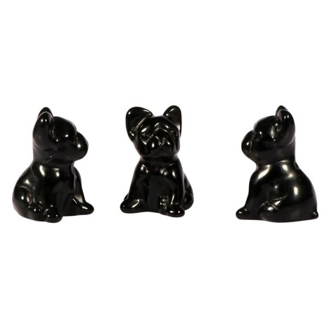 Obsidiaan (zwart) bulldog 3,8 x 2,7 x 2,5 cm