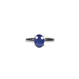 Zilveren ring saffier (blauw) maat 17 1/2 | ovaal facet gezet 0,9 x 0,7 cm Zilveren ring saffier (blauw) maat 17 1/2 | ovaal facet gezet 0,9 x 0,7 cm
