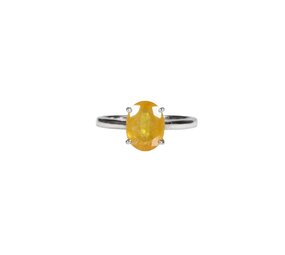 Zilveren ring saffier (geel) maat 18 1/2 | ovaal facet gezet 1 x 0,8 cm Zilveren ring saffier (geel) maat 18 1/2 | ovaal facet gezet 1 x 0,8 cm