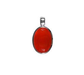 Zilveren hanger carneool | ovaal facet 2,1 x 1,6 cm Zilveren hanger carneool | ovaal facet 2,1 x 1,6 cm