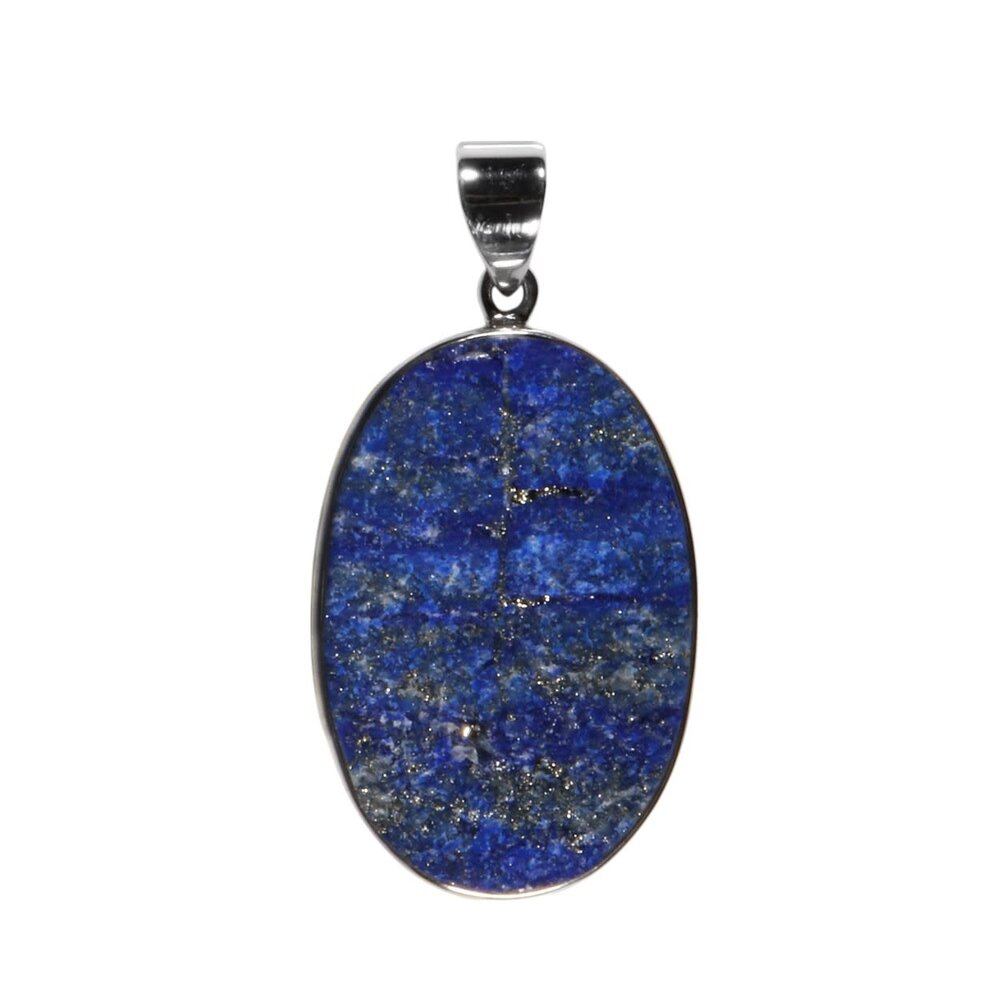 Zilveren hanger lapis lazuli | ovaal ruw 3,6 x 2,4 cm Zilveren hanger lapis lazuli | ovaal ruw 3,6 x 2,4 cm