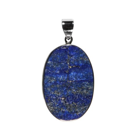 Zilveren hanger lapis lazuli | ovaal ruw 3,6 x 2,4 cm Zilveren hanger lapis lazuli | ovaal ruw 3,6 x 2,4 cm