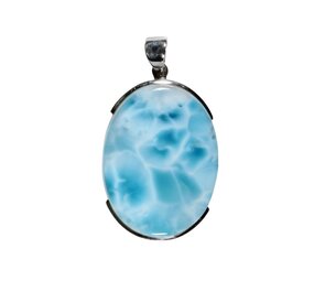 Zilveren hanger larimar | ovaal 2,2 x 1,8 cm Zilveren hanger larimar | ovaal 2,2 x 1,8 cm