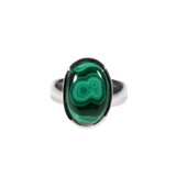 Zilveren ring malachiet maat 16 1/2 | ovaal 1,6 x 1 cm Zilveren ring malachiet maat 16 1/2 | ovaal 1,6 x 1 cm