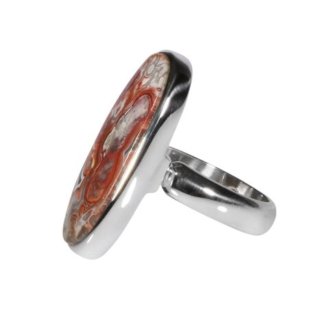 Zilveren ring agaat (kant) maat 18 | ovaal 3 x 1,4 cm Zilveren ring agaat (kant) maat 18 | ovaal 3 x 1,4 cm