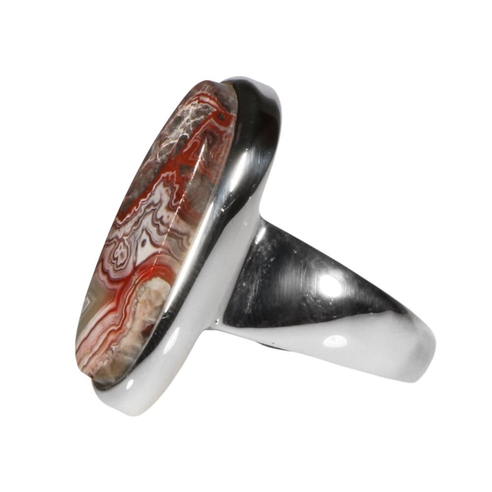 Zilveren ring agaat (kant) maat 16 1/2 | ovaal 2,2 x 0,9 cm Zilveren ring agaat (kant) maat 16 1/2 | ovaal 2,2 x 0,9 cm