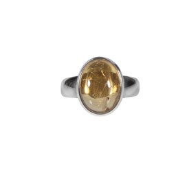 Zilveren ring citrien maat 17 | ovaal 1,3 x 1,1 cm