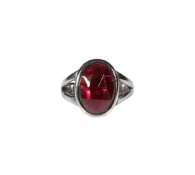 Zilveren ring granaat (rhodoliet) maat 17 | ovaal facet 1,3 x 0,9 cm