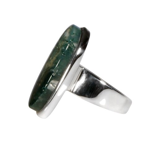 Zilveren ring mosagaat maat 18 | ovaal 2,6 x 1,3 cm Zilveren ring mosagaat maat 18 | ovaal 2,6 x 1,3 cm