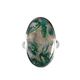 Zilveren ring mosagaat maat 18 1/2 | ovaal 2,8 x 1,7 cm Zilveren ring mosagaat maat 18 1/2 | ovaal 2,8 x 1,7 cm