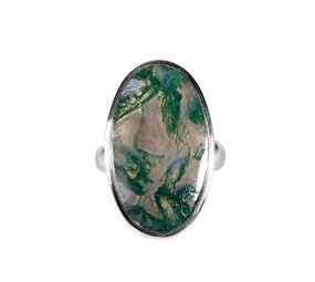 Zilveren ring mosagaat maat 18 1/2 | ovaal 2,8 x 1,7 cm Zilveren ring mosagaat maat 18 1/2 | ovaal 2,8 x 1,7 cm
