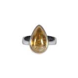Zilveren ring citrien maat 17 | druppel 1,6 x 1 cm