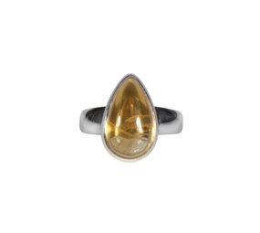Zilveren ring citrien maat 17 | druppel 1,6 x 1 cm