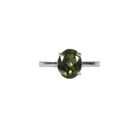 Zilveren ring moldaviet maat 18 1/2 | ovaal facet gezet 10 x 8 mm Zilveren ring moldaviet maat 18 1/2 | ovaal facet gezet 10 x 8 mm