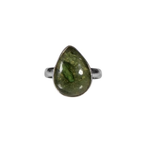 Zilveren ring moldaviet maat 18 1/2 | druppel 1-zijde gepolijst 1,8 x 1,4 cm Zilveren ring moldaviet maat 18 1/2 | druppel 1-zijde gepolijst 1,8 x 1,4 cm