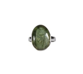 Zilveren ring moldaviet maat 17 1/2 | ovaal 1-zijde gepolijst 1,8 x 1,4 cm Zilveren ring moldaviet maat 17 1/2 | ovaal 1-zijde gepolijst 1,8 x 1,4 cm