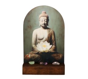 Altaartje "Spirituele kracht & groei" Boeddha met edelstenen