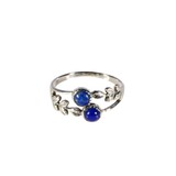 Zilveren ring lapis lazuli maat 19 | blaadjes 2 stenen Zilveren ring lapis lazuli maat 19 | blaadjes 2 stenen