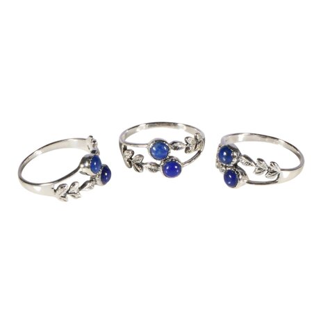 Zilveren ring lapis lazuli maat 17 1/2 | blaadjes 2 stenen