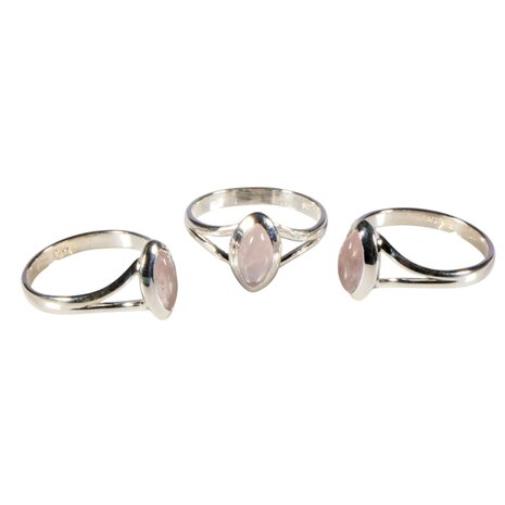 Zilveren ring rozenkwarts maat 17 | markies 1 x 0,5 cm Zilveren ring rozenkwarts maat 17 | markies 1 x 0,5 cm
