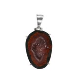 Zilveren hanger agaat geode | ovaal gezet 2,9 x 2 cm