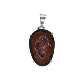 Zilveren hanger agaat geode | ovaal gezet 2,9 x 2 cm Zilveren hanger agaat geode | ovaal gezet 2,9 x 2 cm