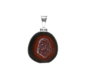 Zilveren hanger agaat geode | ovaal 2,5 x 2,3 cm Zilveren hanger agaat geode | ovaal 2,5 x 2,3 cm