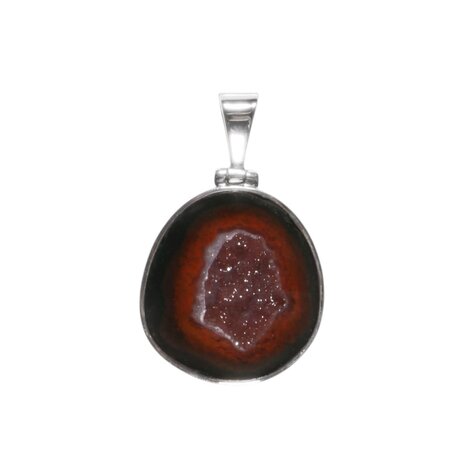 Zilveren hanger agaat geode | ovaal 2,5 x 2,3 cm Zilveren hanger agaat geode | ovaal 2,5 x 2,3 cm