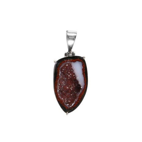 Zilveren hanger agaat geode | gezet 2,7 x 1,7 cm Zilveren hanger agaat geode | gezet 2,7 x 1,7 cm