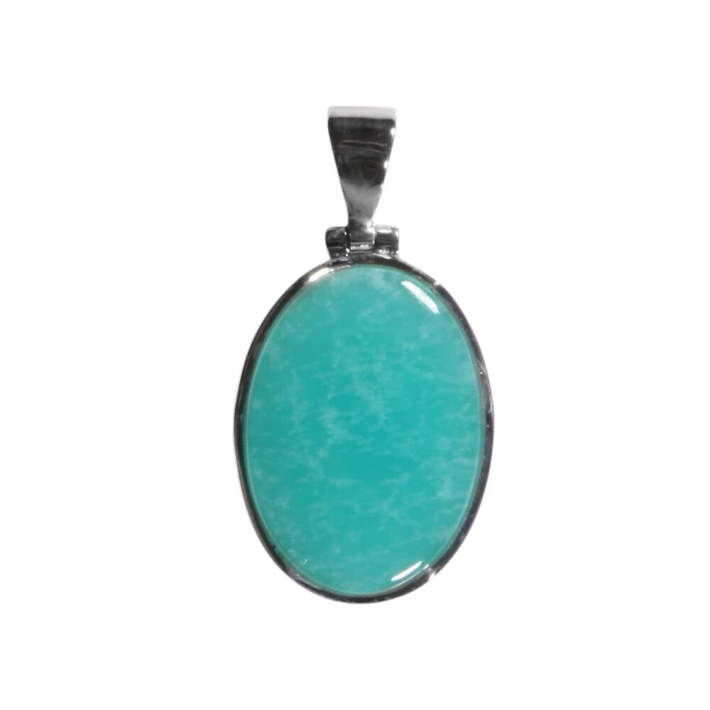 Zilveren hanger amazoniet | ovaal 2,9 x 2,1 cm Zilveren hanger amazoniet | ovaal 2,9 x 2,1 cm