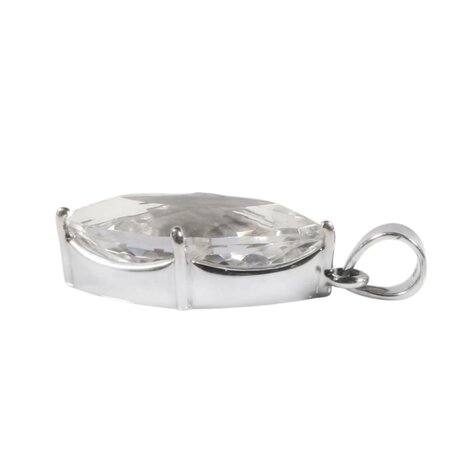 Zilveren hanger bergkristal | markies facet gezet 2,6 x 1,2 cm Zilveren hanger bergkristal | markies facet gezet 2,6 x 1,2 cm