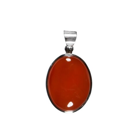 Zilveren hanger carneool | ovaal 2,4 x 1,9 cm Zilveren hanger carneool | ovaal 2,4 x 1,9 cm