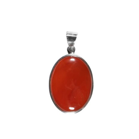 Zilveren hanger carneool | ovaal 2,7 x 2 cm Zilveren hanger carneool | ovaal 2,7 x 2 cm