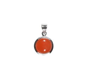 Zilveren hanger carneool | rond 1,3 cm Zilveren hanger carneool | rond 1,3 cm