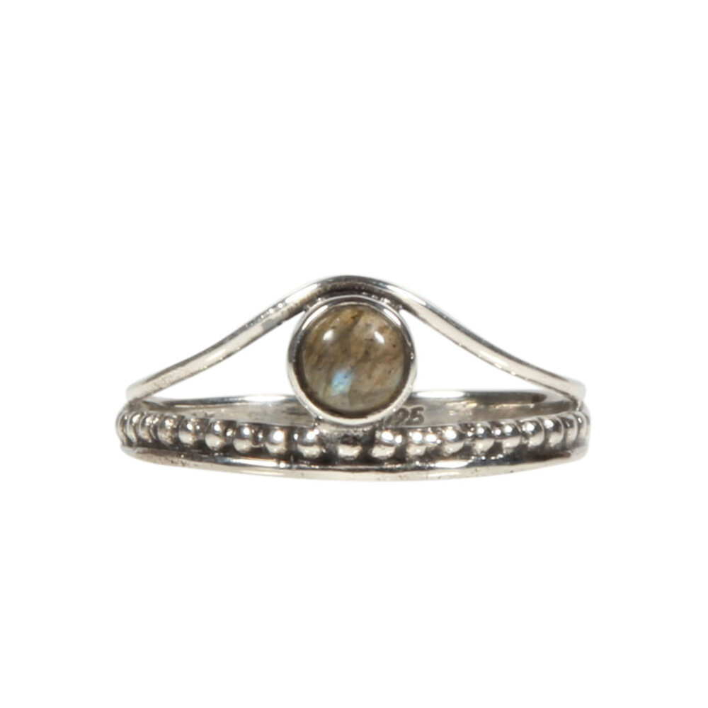 Zilveren ring labradoriet maat 17 1/2 | rond boogje