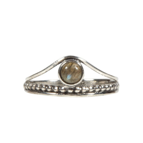 Zilveren ring labradoriet maat 17 1/2 | rond boogje